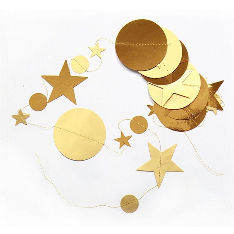 Online Party Supplies 4m Metallic Gold Circle Twinkle Twinkle Little Star Paper Garland