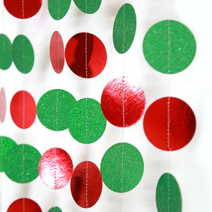 4m Red and Green Glitter Round Confetti Paper Garland