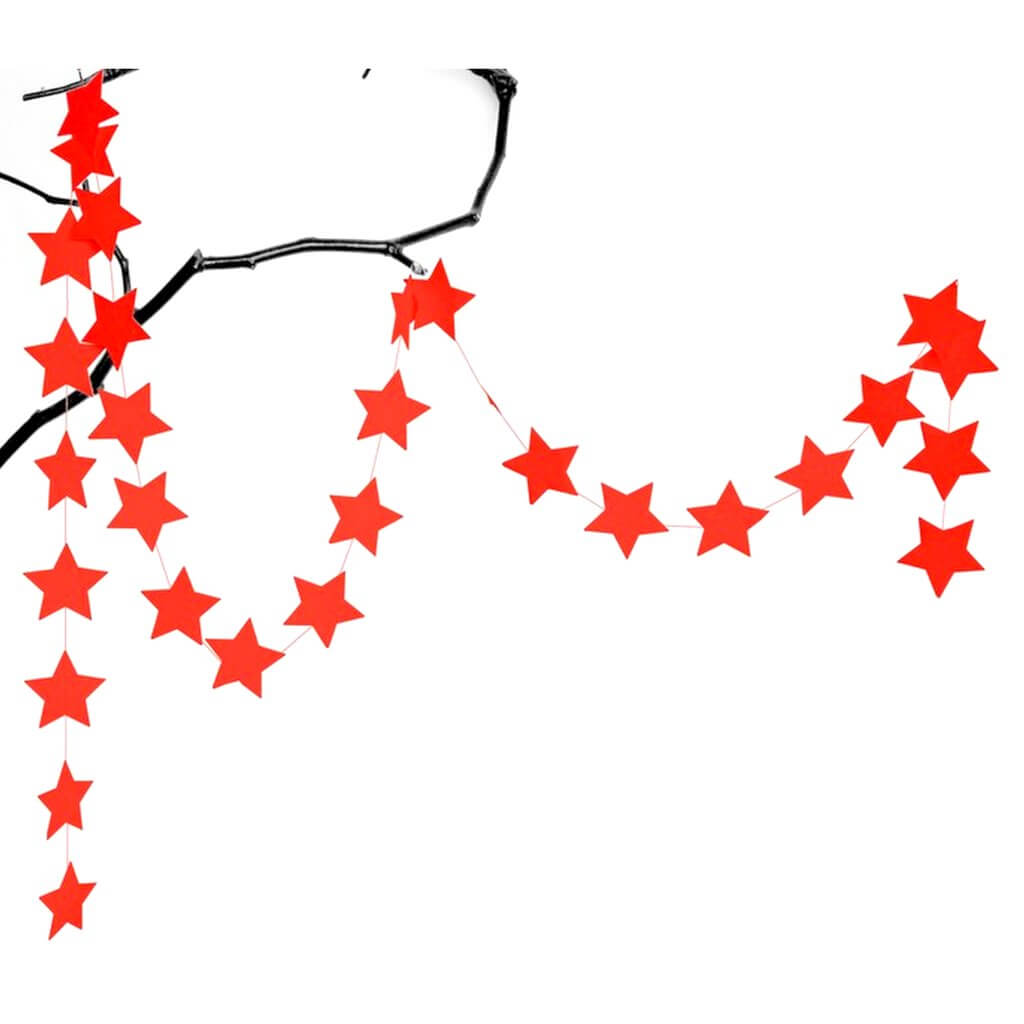 4m Red Metallic Star Paper Garland Bunting Banner