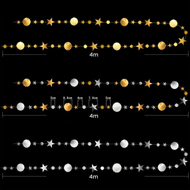 Online Party Supplies 4m Metallic Gold Circle Twinkle Twinkle Little Star Paper Garland