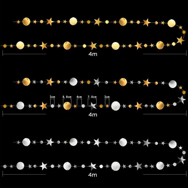 Online Party Supplies Australia 4m Metallic Silver Circle Star Paper Garland