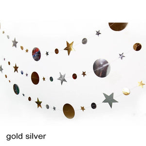 Online Party Supplies Australia 4m Metallic Silver Gold Circle Star Paper Garland