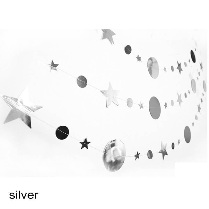Online Party Supplies Australia 4m Metallic Silver Circle Star Paper Garland