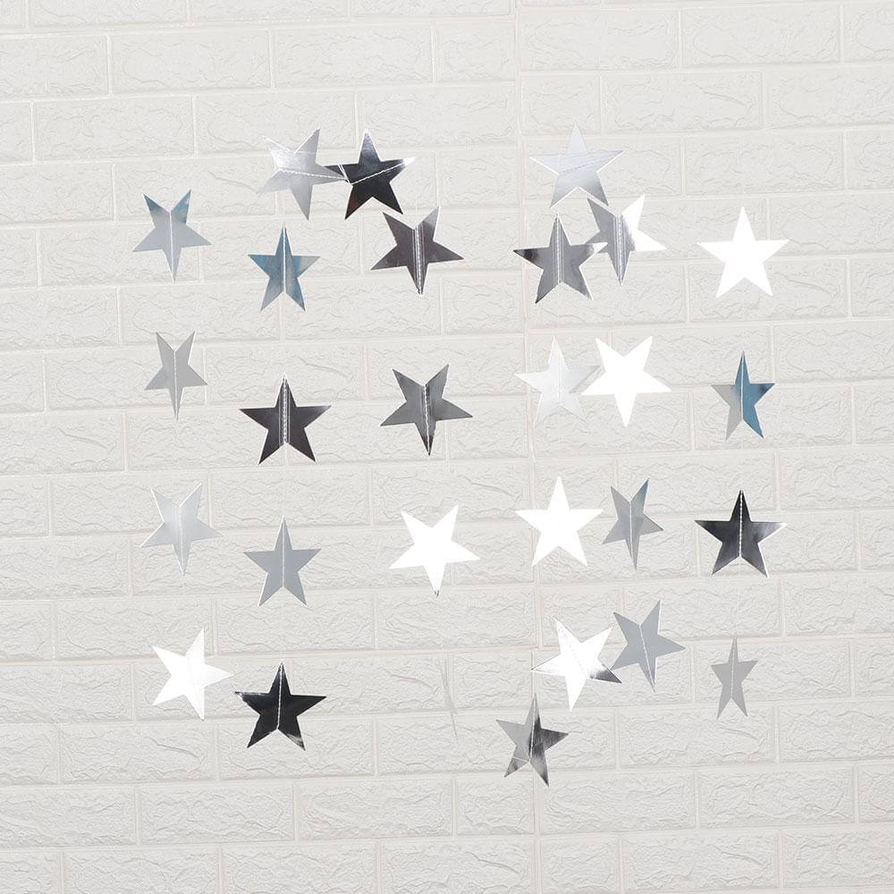 4m Silver Metallic Star Paper Garland Christmas party decorations