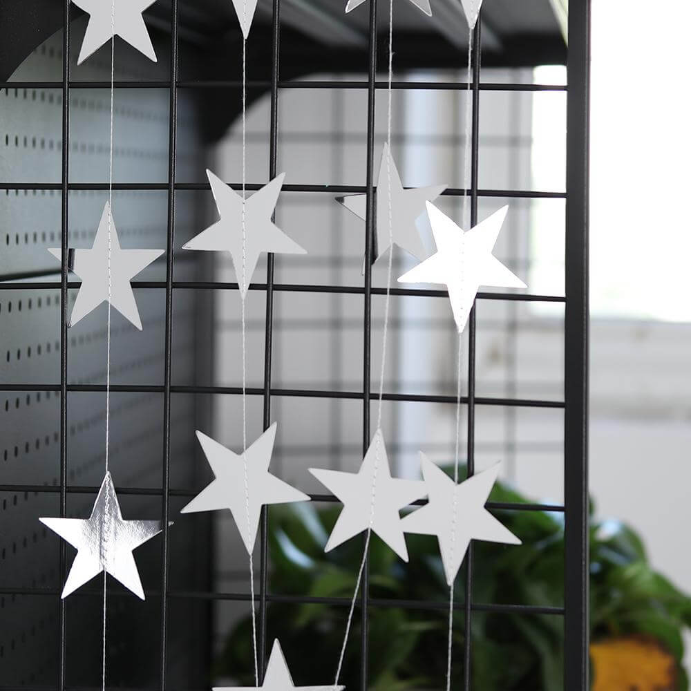 4m Silver Metallic Star Paper Garland Christmas party decorations