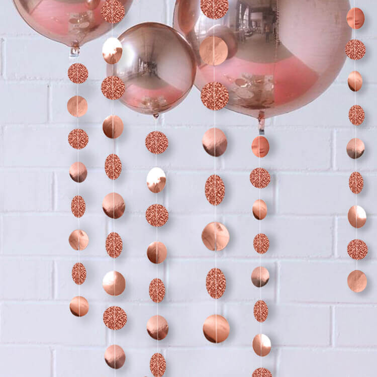 4m Rose Gold Glitter Confetti Circle Bunting Garland