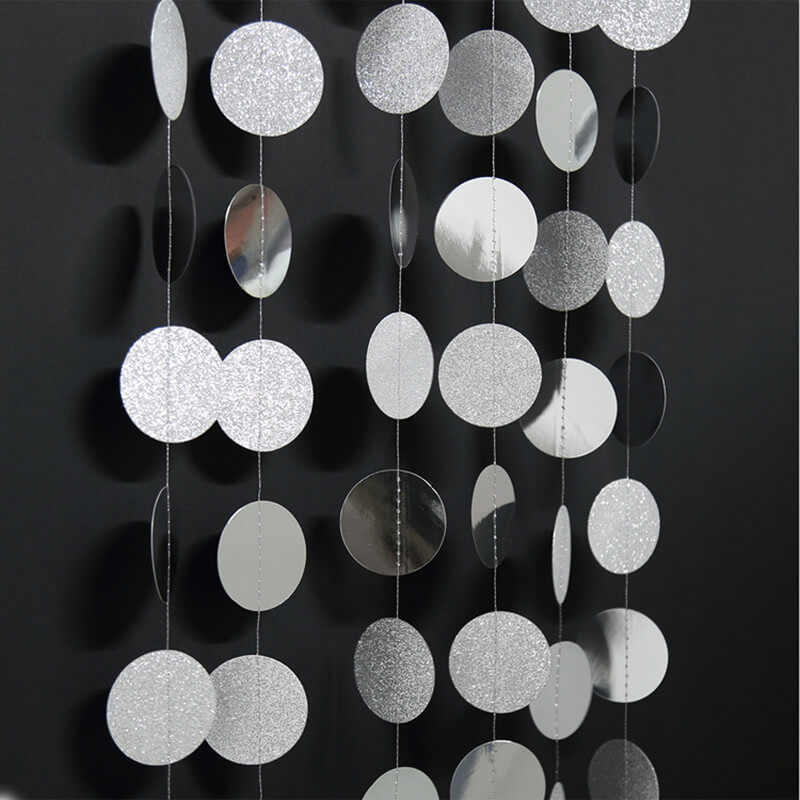 4m Silver Glitter Round Confetti Paper Garland