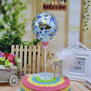 5" Mini Gold Blue Confetti Balloon Cake Topper Kits wands
