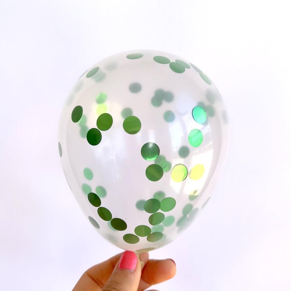 5" Mini Green Confetti Balloon 10 Pack