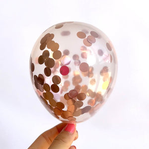 5 x 5" Online Party Supplies Mini Rose Gold Confetti Balloons for wedding cake toppers, table decorations