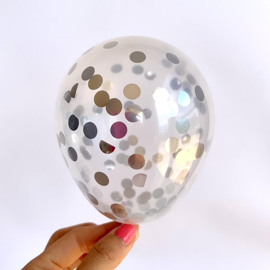 5" Mini Silver Confetti Balloon 10 Pack