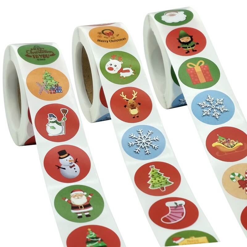 Style F - Round Christmas Stickers For Kids - Christmas Gift Packaging and Wrapping Supplies