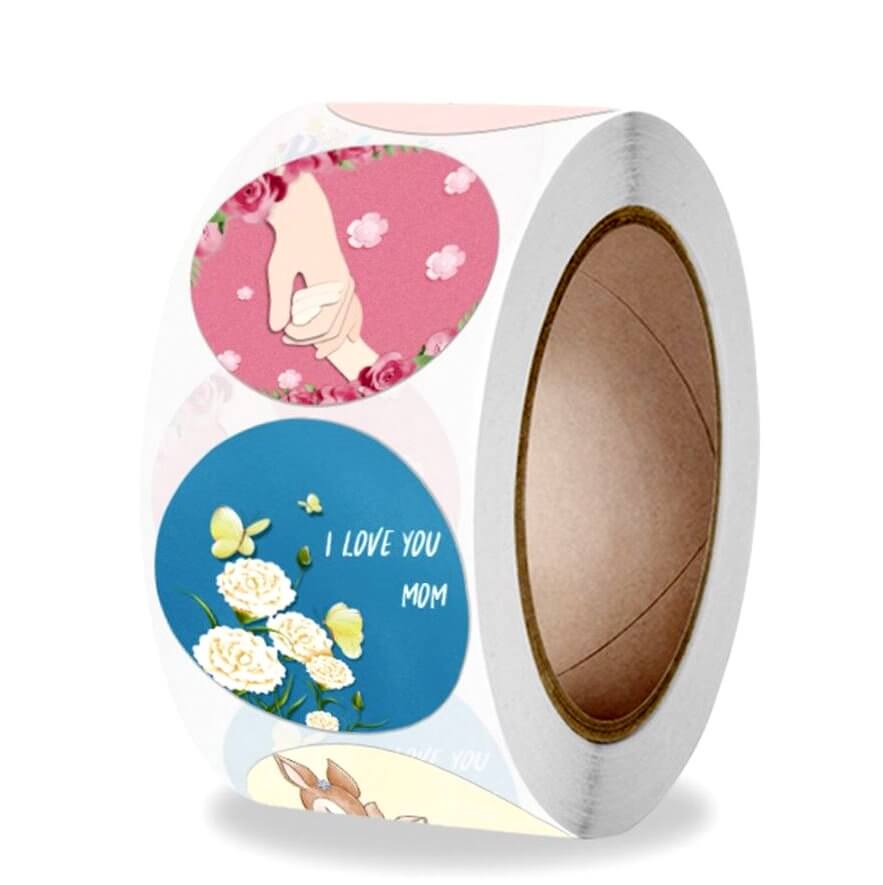 2.5cm Round Happy Mother's Day Paper Sticker 50 Pack