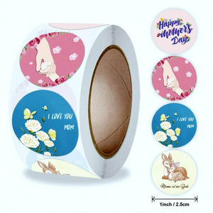 2.5cm Round Happy Mother's Day Paper Sticker 50 Pack