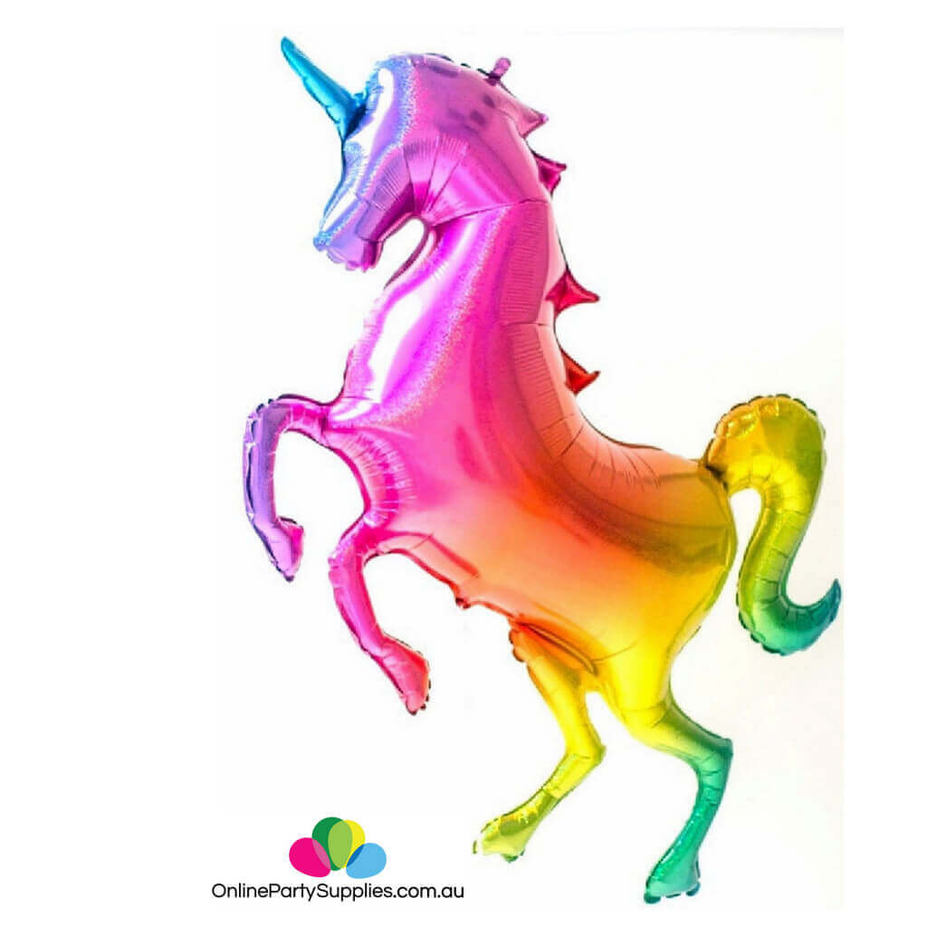 53" Jumbo Holographic Glitter Rainbow Unicorn Shaped Helium Foil Balloon