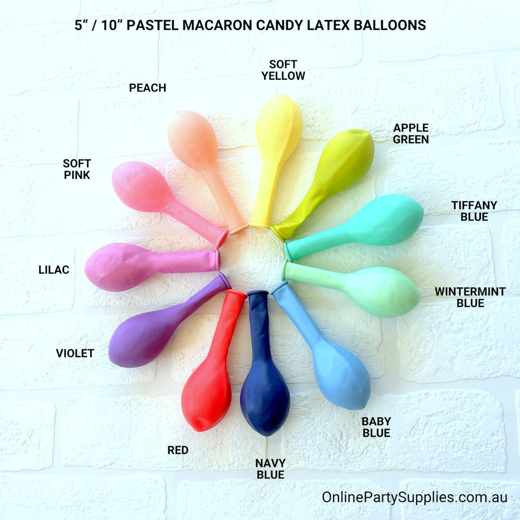 5" / 10" Pastel Macaron Latex Balloon (Pack of 10) colour chart