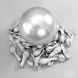 5 Inch Chrome Mini Latex Party Balloon 10 Pack - silver