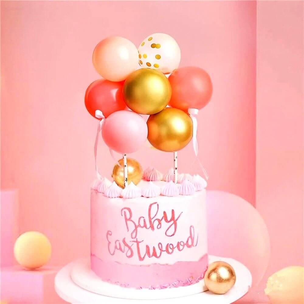 Mini Confetti Latex Balloon Garland Cake Topper Kit - Pink & Watermelon