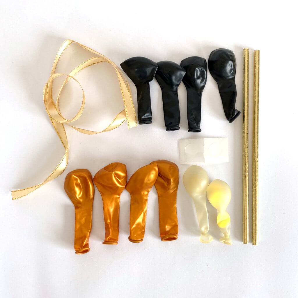 Mini Confetti Latex Balloon Garland Cake Topper Kit - Black & Gold