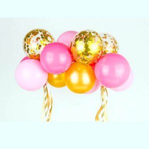 Mini Confetti Latex Balloon Garland Cake Topper Kit - Pink, Hot Pink & Gold