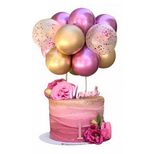 5" Mini Chrome Gold & Hot Pink Latex Balloon Garland Cake Topper Kit