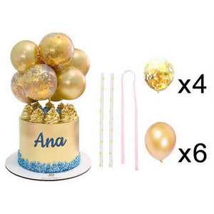 5" Mini Chrome Gold & Confetti Latex Balloon Garland Cake Topper Kit