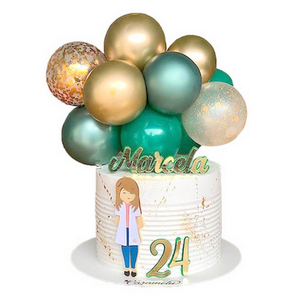5" Mini Chrome Gold & Green Latex Balloon Garland Cake Topper Kit