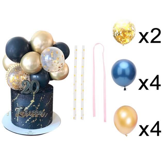 5" Mini Chrome Gold & Royal Blue Latex Balloon Garland Cake Topper Kit