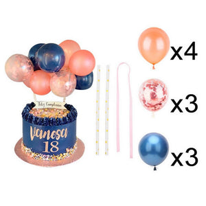 5" Mini Pearl Rose Gold & Royal Blue Latex Balloon Garland Cake Topper Kit
