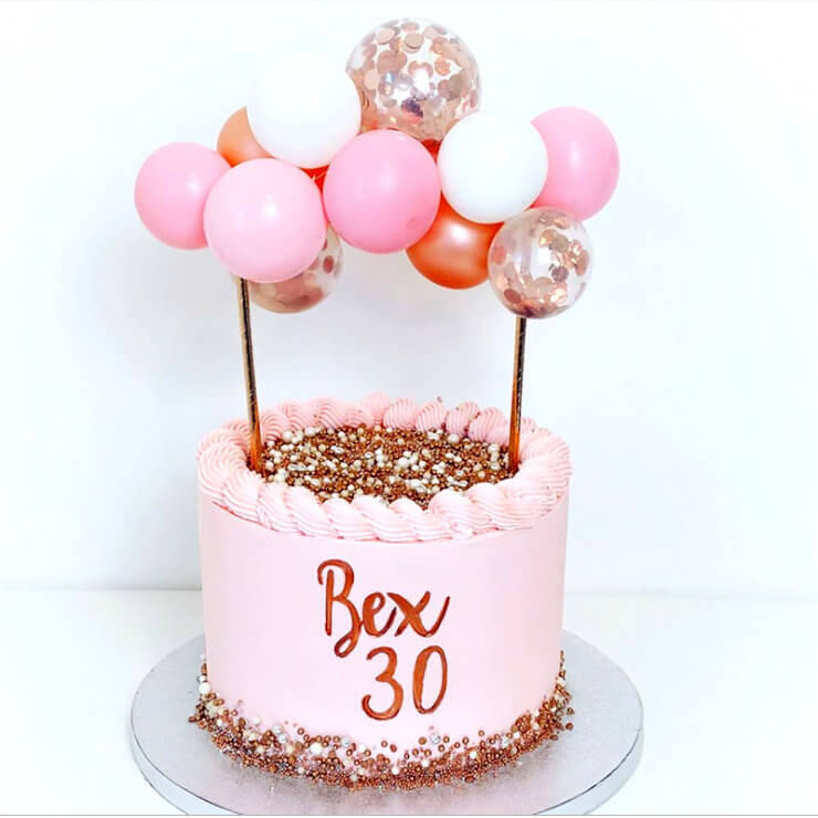 Mini Rose Gold & Baby Pink Confetti Balloon Garland Cake Topper ...