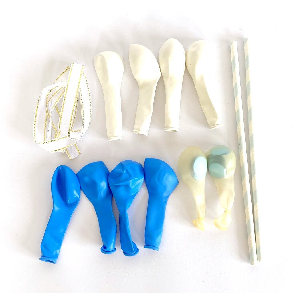 Mini Confetti Latex Balloon Garland Cake Topper Kit - White & Blue