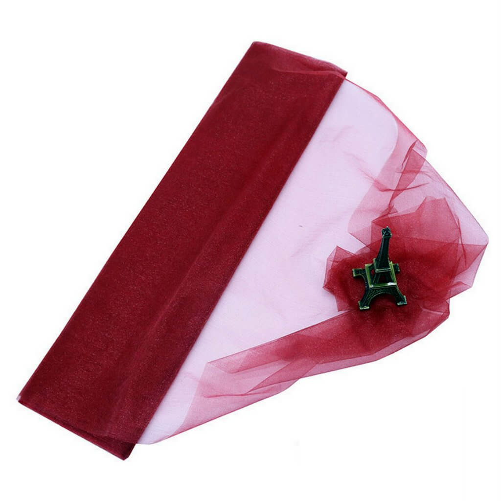 48cm x 5m Shimmer Sheer Burgundy Crystal Organza - Wedding Chair Sashes and Backdrop Decorations