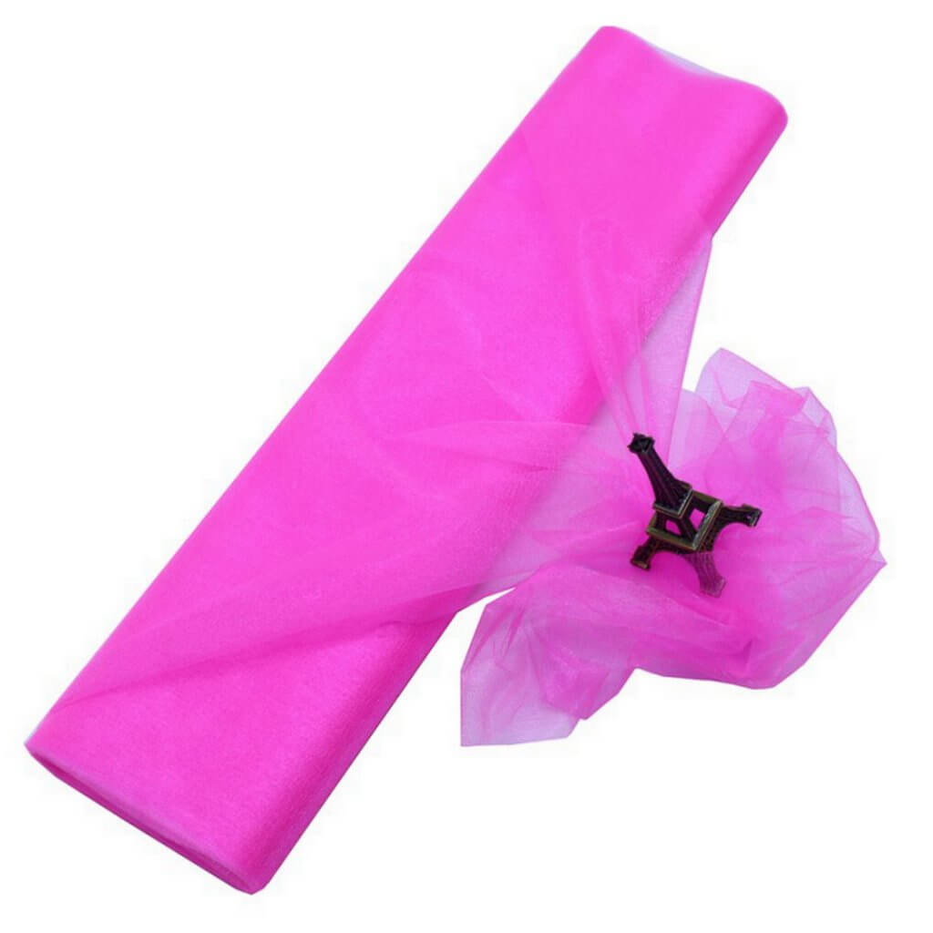 48cm x 5m Shimmer Sheer Hot Pink Crystal Organza - Wedding Chair Sashes and Backdrop Decorations