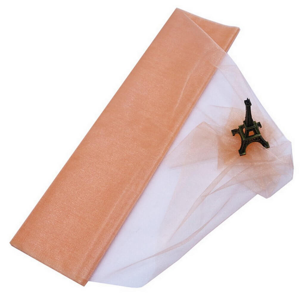 48cm x 5m Shimmer Sheer Peach Crystal Organza - Wedding Chair Sashes and Backdrop Decorations