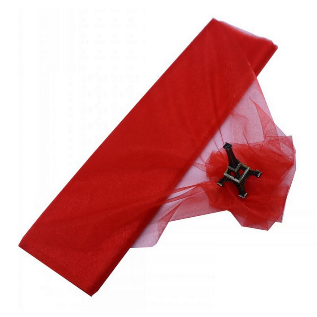 48cm x 5m Shimmer Sheer Red Crystal Organza - Wedding Chair Sashes and Backdrop Decorations