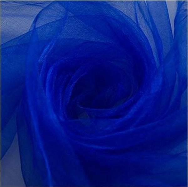 48cm x 5m Shimmer Sheer Royal Blue Crystal Organza - Wedding Chair Sashes and Backdrop Decorations