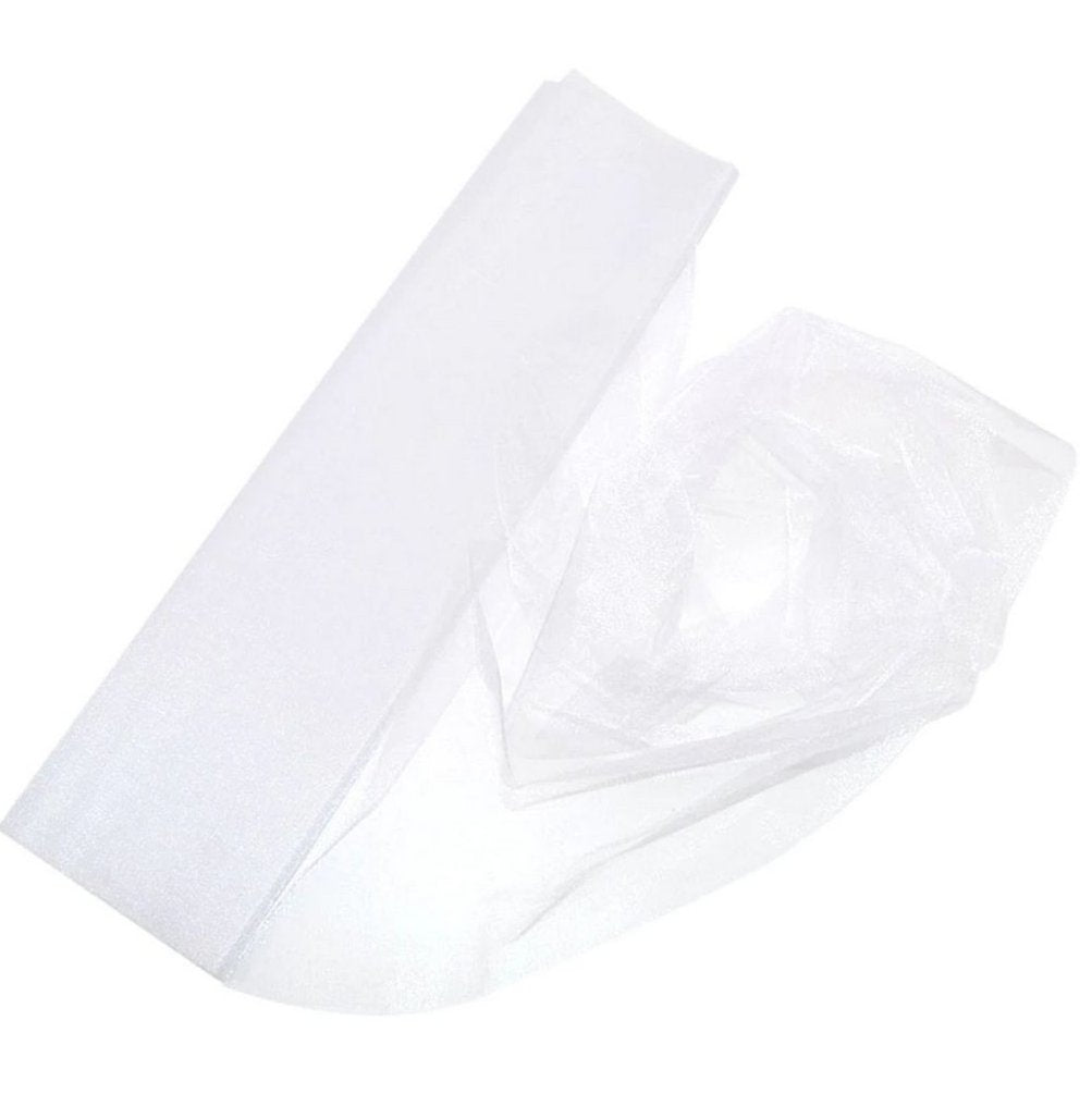 48cm x 5m Shimmer Sheer White Crystal Organza - Wedding Chair Sashes and Backdrop Decorations
