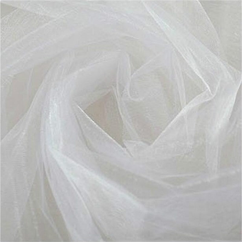 48cm x 5m Shimmer Sheer White Crystal Organza - Wedding Chair Sashes and Backdrop Decorations