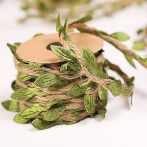 5m Artificial Olive Green Leaf Hessian Burlap Ribbon Roll