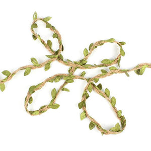 5m Artificial Olive Green Leaf Hessian Burlap Ribbon Roll