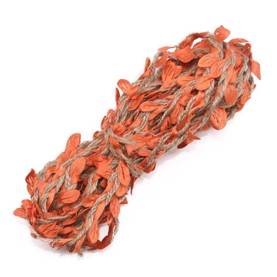 5m Artificial Orange Leaf Hessian Burlap Trim Ribbon Roll