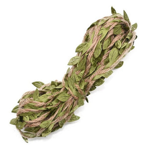 10m Artificial Olive Green Leaf Hessian Burlap Ribbon Roll