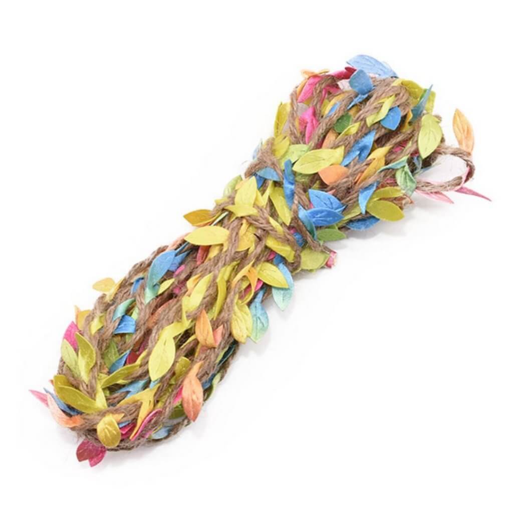 5m Artificial rainbow Leaf Hessian Burlap Trim Ribbon Roll