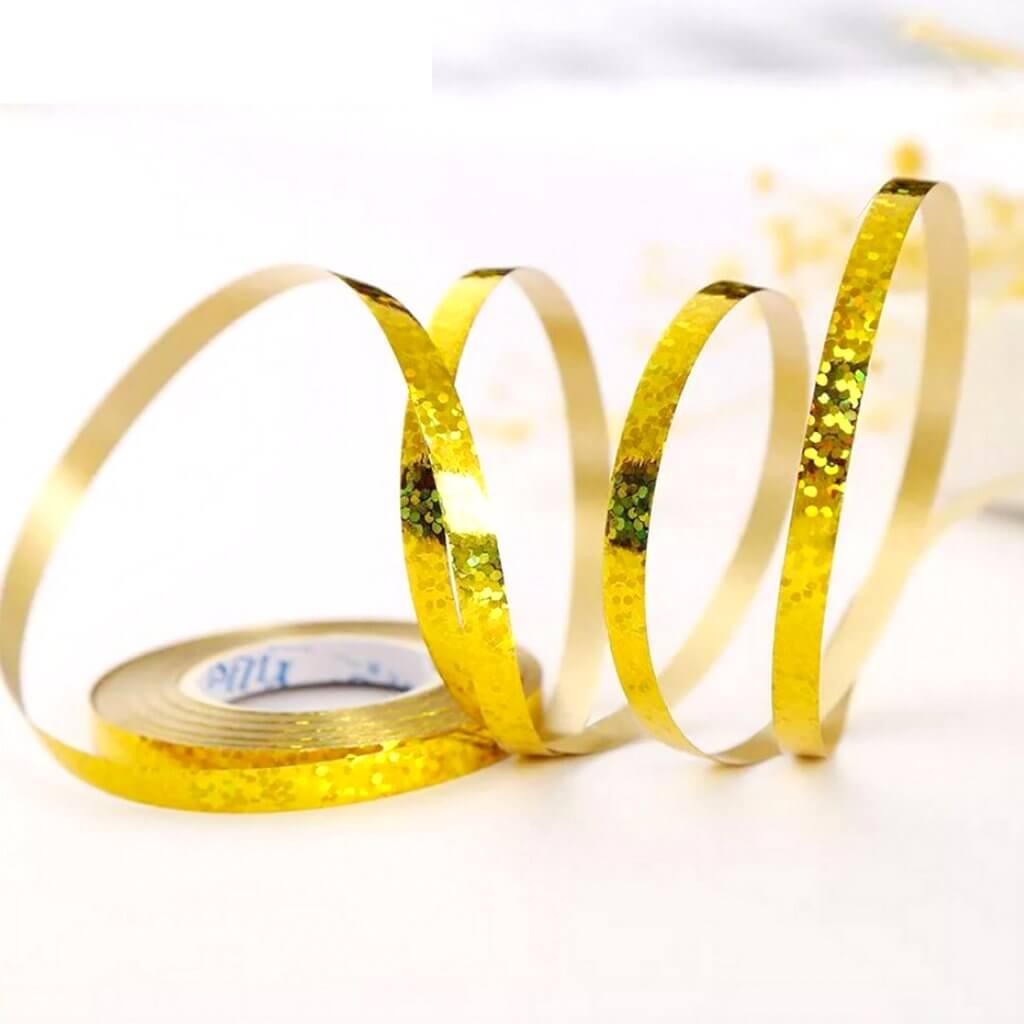 Holographic Laser Gold Foil Curling Ribbon Roll - 5mm*10m