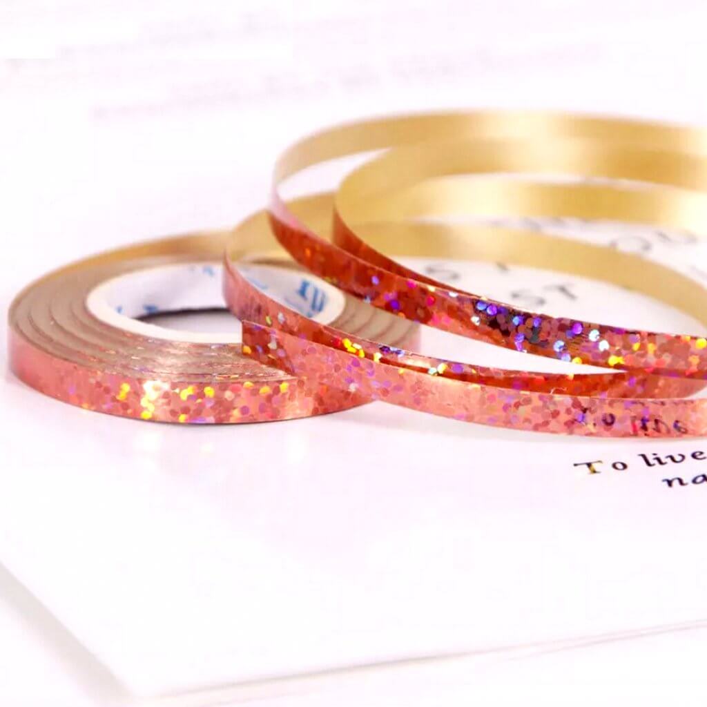 Holographic Laser Rose Gold Foil Curling Ribbon Roll - 5mm*10m