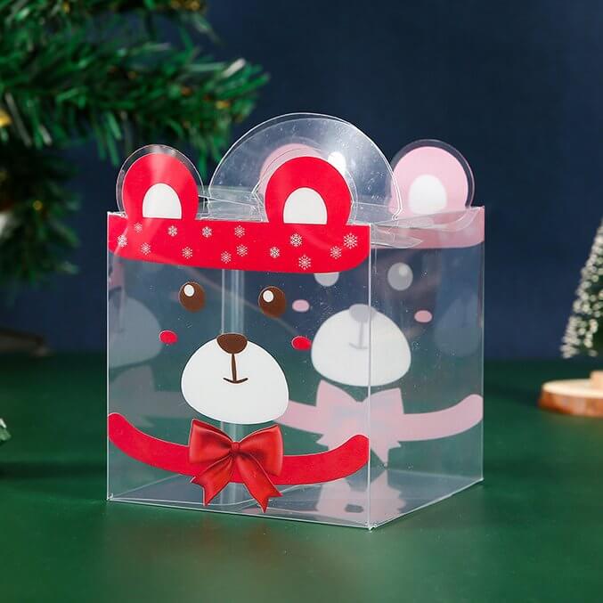 Clear PVC Gift Boxes Cake Candy Rose Bear Packaging Transparent Box  Cube/Round
