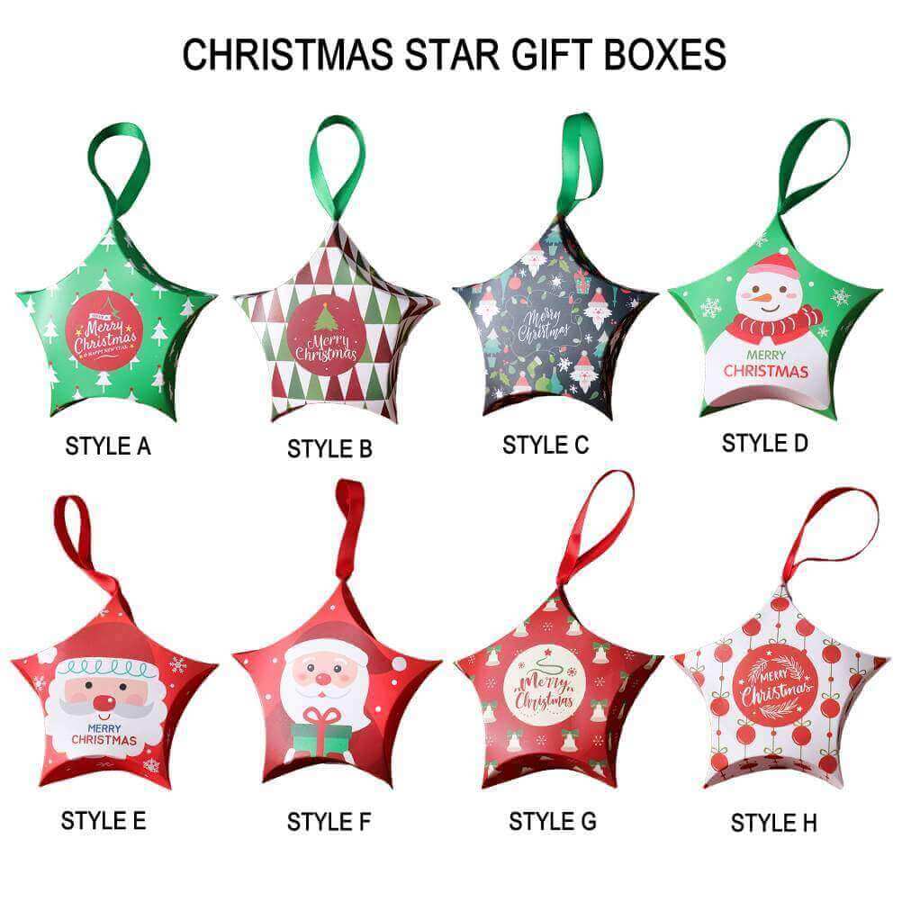 Merry Christmas Treat Box 5 Pack - Christmas Gift Packaging and Holiday Present Wrapping Ideas