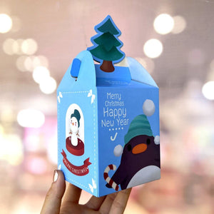 Blue Merry Christmas Xmas Brown Penguin Snowman Treat Box 5 Pack