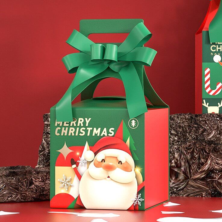 Dark Green Super Star Santa Claus Merry Christmas Sweet Treat Box 5 Pack