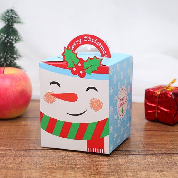Light Blue Smiling Snowman Merry Christmas Favour Box 5 Pack